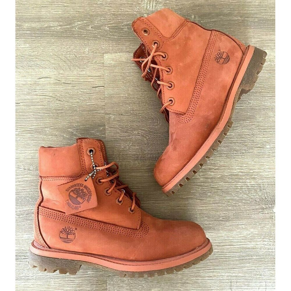 Timberland 6 Boot Pink Suede Nubuck Spiced Coral Salmon Women's Size 5